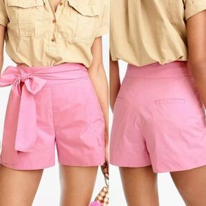 J. Crew Pink Poplin Bow Shorts
